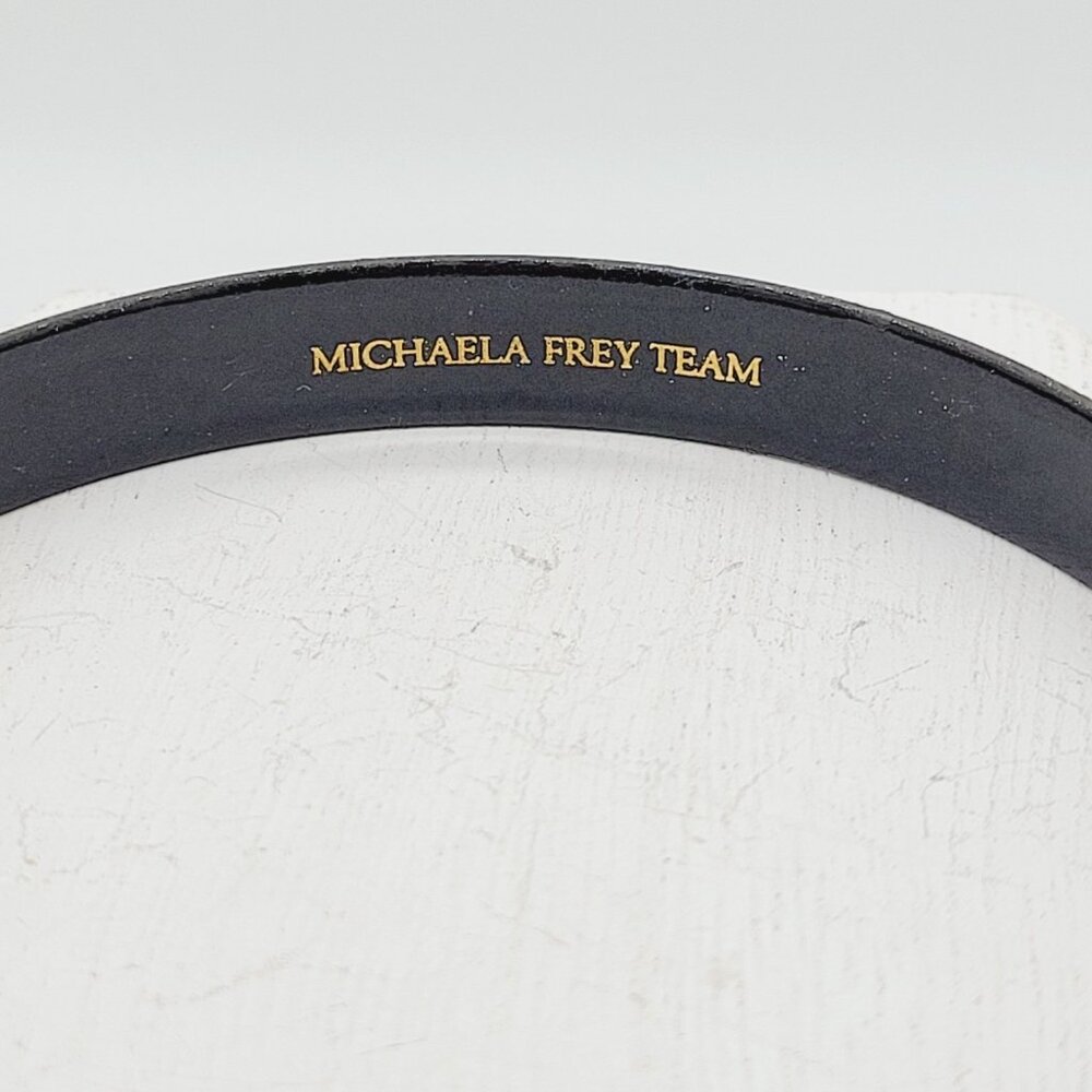 Signed Michaela Frey Team Vintage Fire Enameled Floral Pattern Bangle Bracelet - Picture 6 of 6